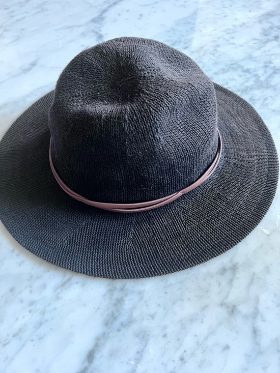 Anthropologie Black Knit Wide Brim Fedora Hat One Size display picture 1